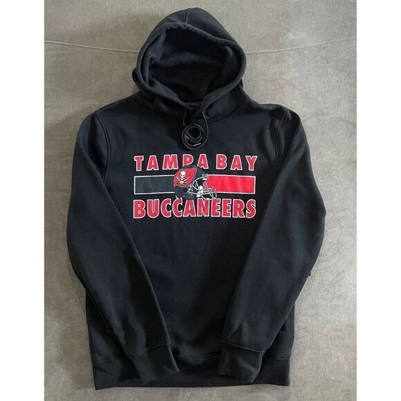 NFL Team Apparel Tampa Bay Buccaneers Black Red Drawstring Hoodie Men’s Sz M NWT - Picture 1 of 12